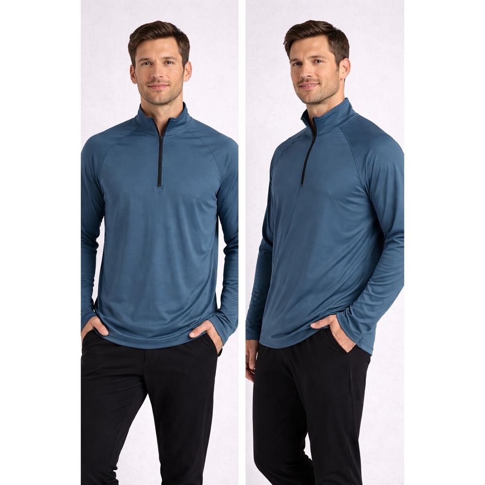 All In Motion Mens Pullover‎ XXL Blue Athletic Shirt Zip Pocket Thumbholes NWT